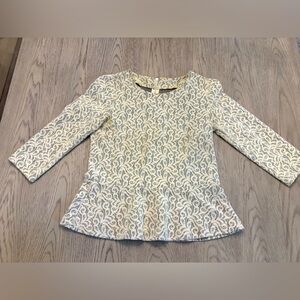 J. Crew Cream Lace Overlay Peplum Top Size S